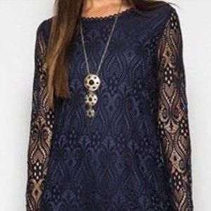LONG SLEEVES LACE DRESS WITH BACK CRISSCROSS